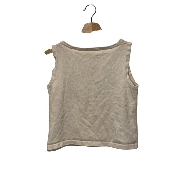 St. John Sport Beige Cotton Sleeveless Scoop Neck CRop Tank Top Women's Size L - Picture 2 of 6